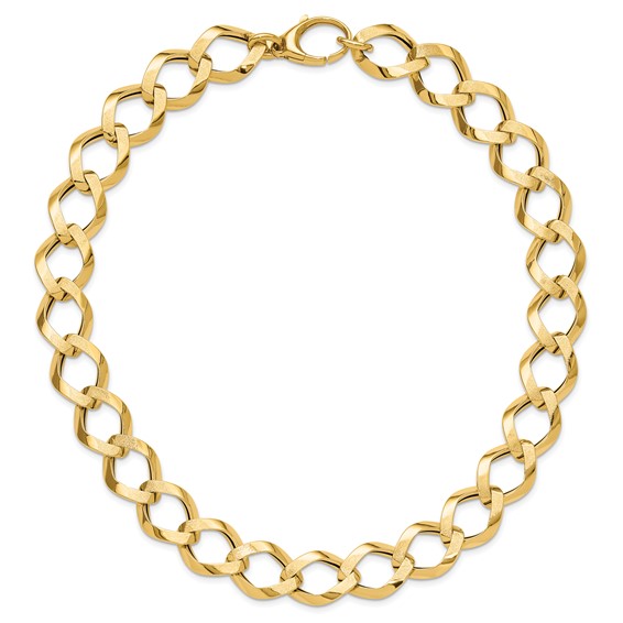 Leslie's 14K Polished Brushed Hollow Fancy Link Necklace