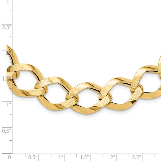 Leslie's 14K Polished Brushed Hollow Fancy Link Necklace