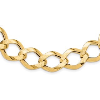 Leslie's 14K Polished Brushed Hollow Fancy Link Necklace