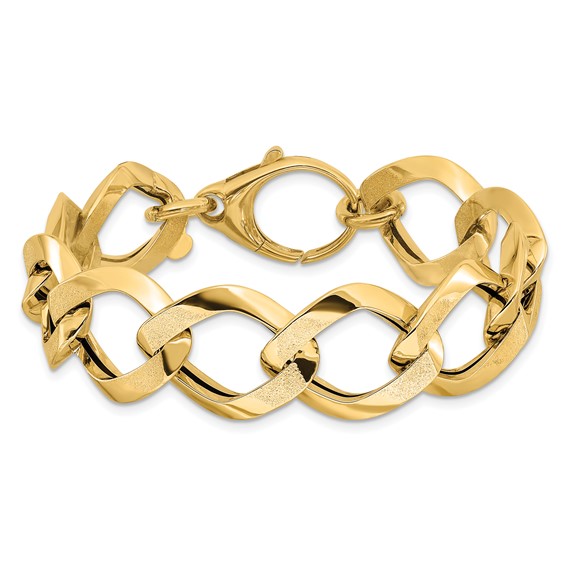 Leslie's 14K Polished Brushed  Hollow Fancy Link Bracelet