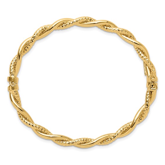 Leslie's 14K Polished and Textured Twisted Hinged Bangle