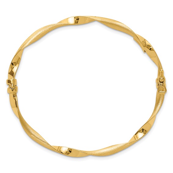 Leslie's 14K Polished and Brushed Twisted Hinged Bangle