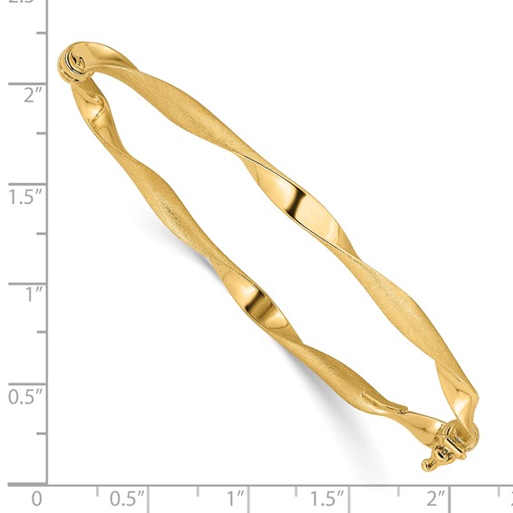 Leslie's 14K Polished and Brushed Twisted Hinged Bangle