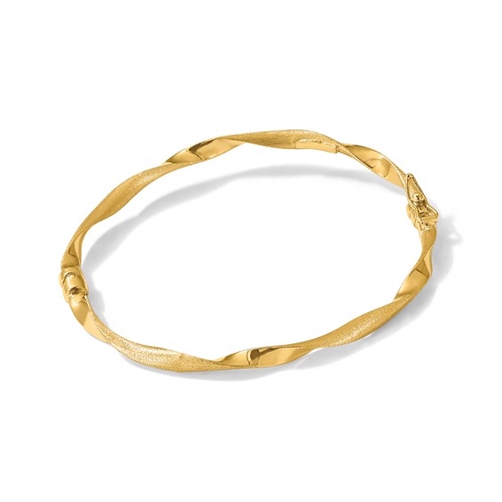 Leslie's 14K Polished and Brushed Twisted Hinged Bangle