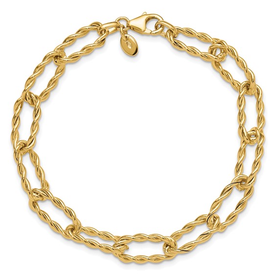 Leslie's 14K Polished and Textured Twisted Link Bracelet