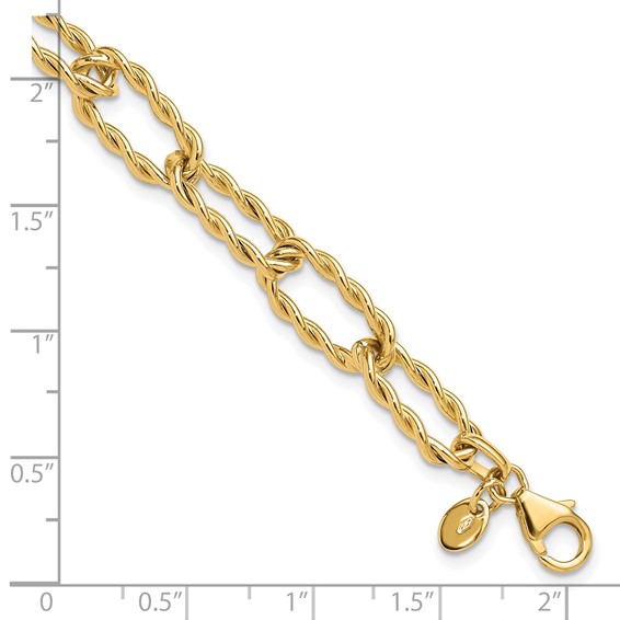 Leslie's 14K Polished and Textured Twisted Link Bracelet