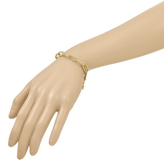 Leslie's 14K Polished and Textured Twisted Link Bracelet
