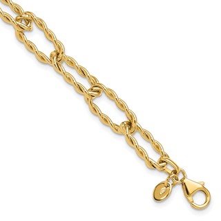 Leslie's 14K Polished and Textured Twisted Link Bracelet