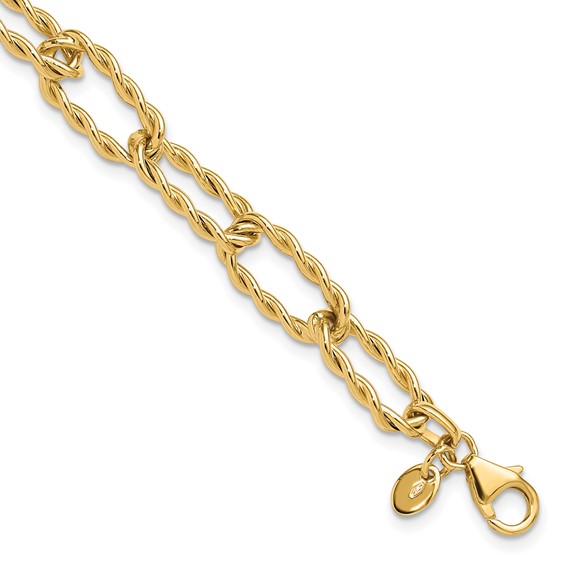Leslie's 14K Polished and Textured Twisted Link Bracelet