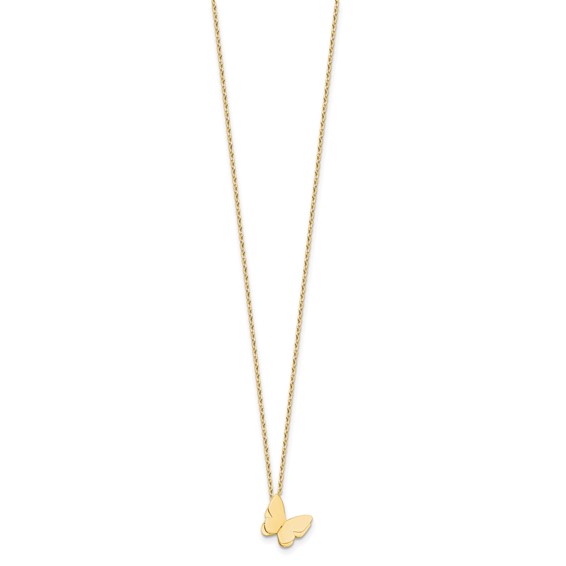 Leslie's 14K Polished Butterfly Charm with 2in ext. Necklace