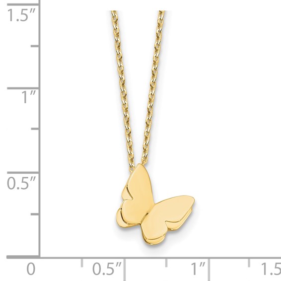 Leslie's 14K Polished Butterfly Charm with 2in ext. Necklace