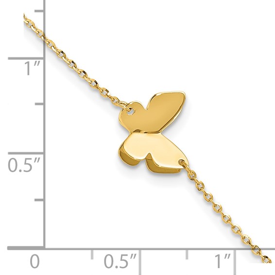 Leslie's 14K Polished Butterfly Charm with 1in ext. Bracelet
