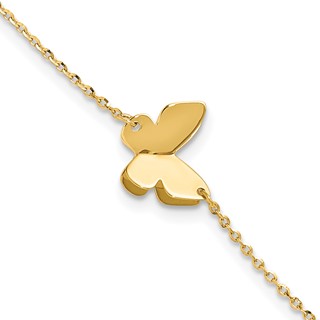 Leslie's 14K Polished Butterfly Charm with 1in ext. Bracelet