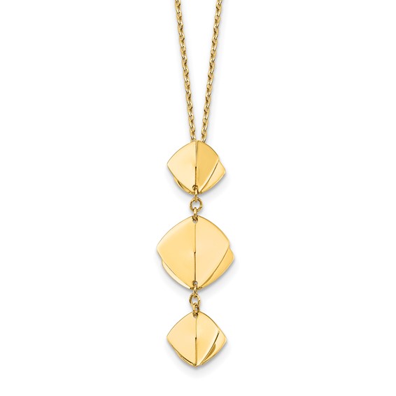 Leslie's 14K Polished Fancy Dangle Pendant Plus 2in ext. Necklace