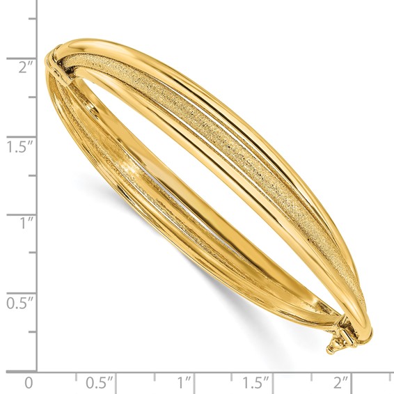 Leslie's 14K Polished and Textured Hinged Bangle
