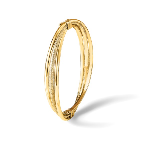 Leslie's 14K Polished and Textured Hinged Bangle