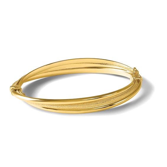 Leslie's 14K Polished and Textured Hinged Bangle