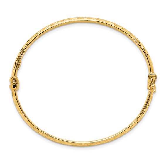 Leslie's 14K Polished and Diamond-cut Hinged Bangle