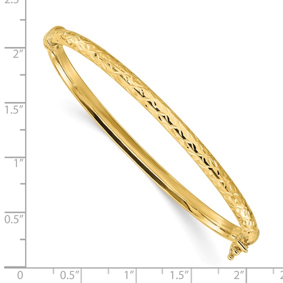 Leslie's 14K Polished and Diamond-cut Hinged Bangle