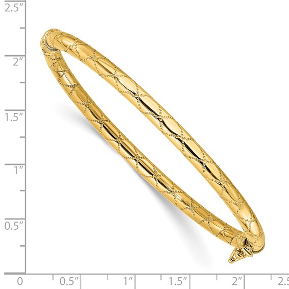 Leslie's 14K Polished and Textured Hinged Bangle