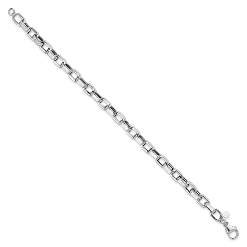 14KY w/White Rhodium Polished Fancy Link Bracelet