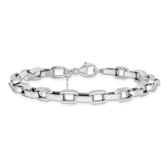 Leslie's 14KY w/White Rhodium Polished Fancy Link Bracelet