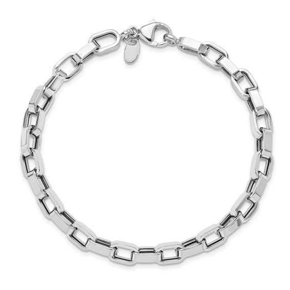 Leslie's 14KY w/White Rhodium Polished Fancy Link Bracelet