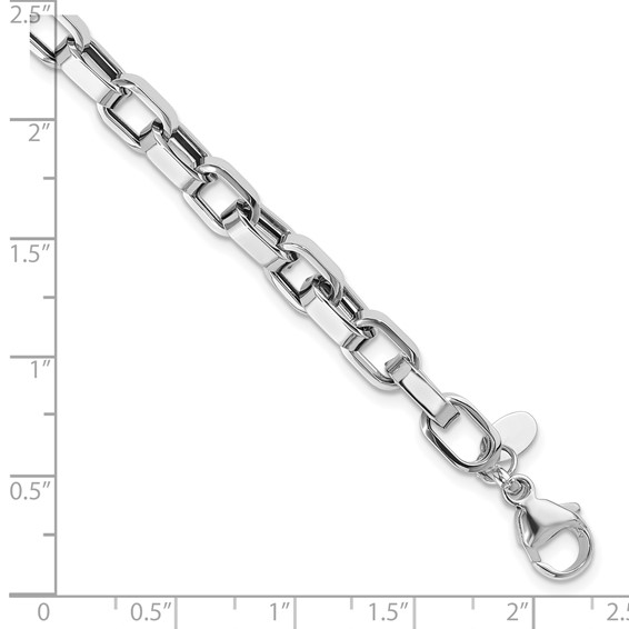 Leslie's 14KY w/White Rhodium Polished Fancy Link Bracelet
