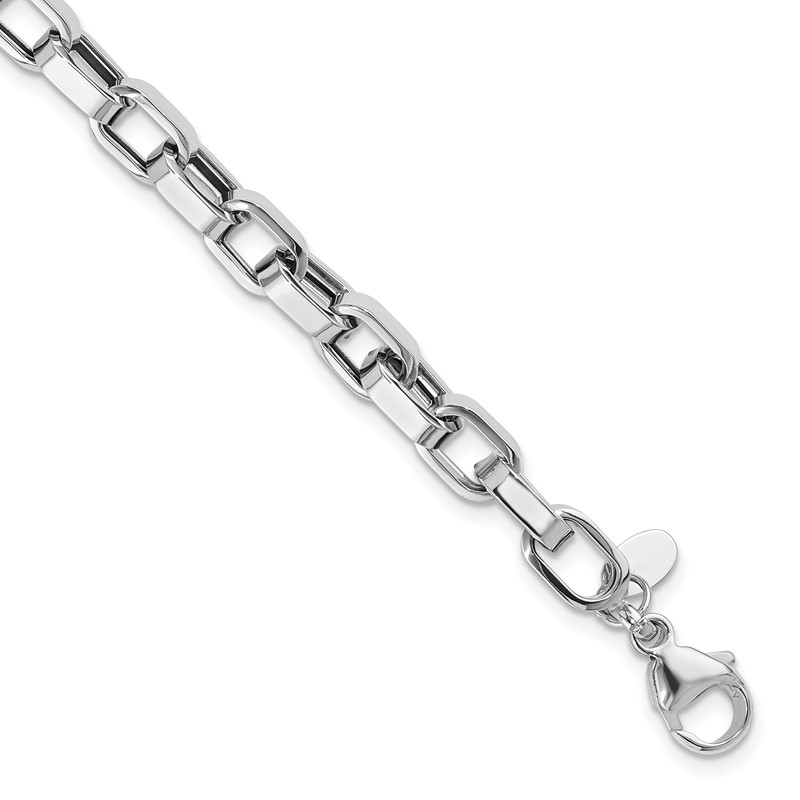 14KY w/White Rhodium Polished Fancy Link Bracelet