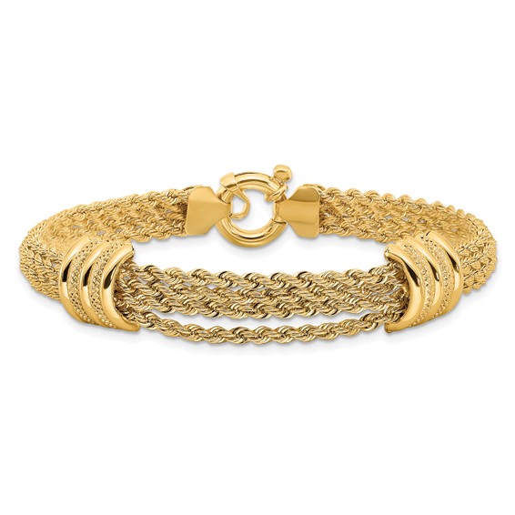 Leslie's 14K Polished and Diamond-cut Fancy Bracelet