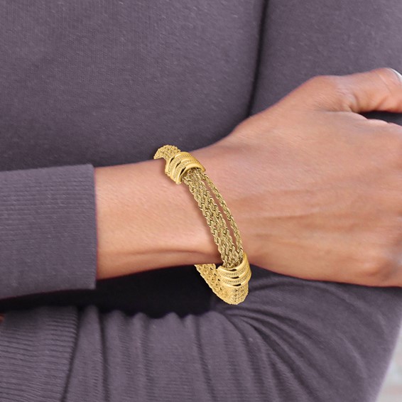 Leslie's 14K Polished and Diamond-cut Fancy Bracelet