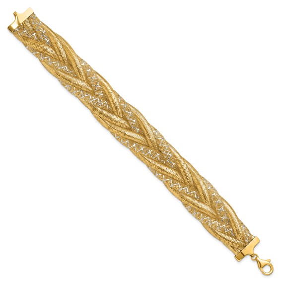 Leslie's 14K w/Rhodium Braided Mesh Stretch Bracelet