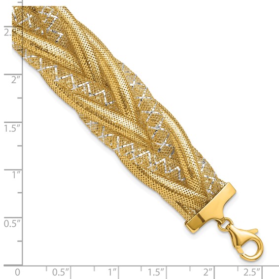 Leslie's 14K w/Rhodium Braided Mesh Stretch Bracelet