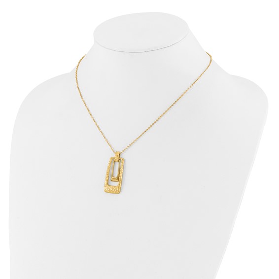 Leslie's 14K Polished and Satin Rectangle Pendant w/.25in ext. Necklace