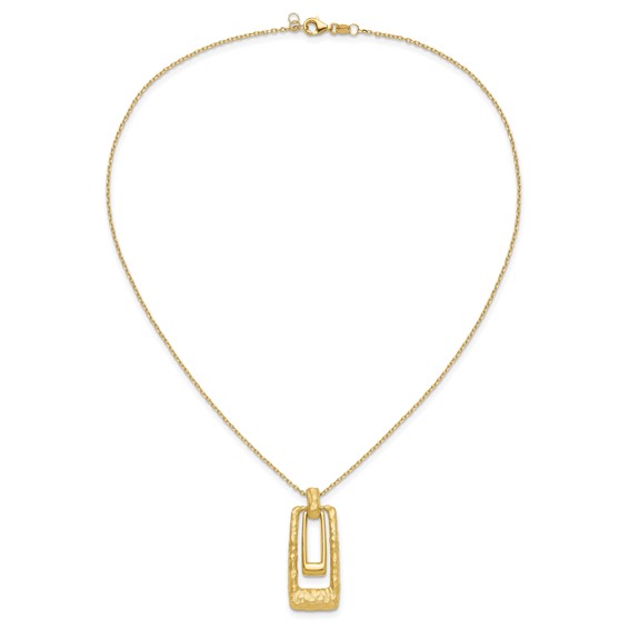 Leslie's 14K Polished and Satin Rectangle Pendant w/.25in ext. Necklace