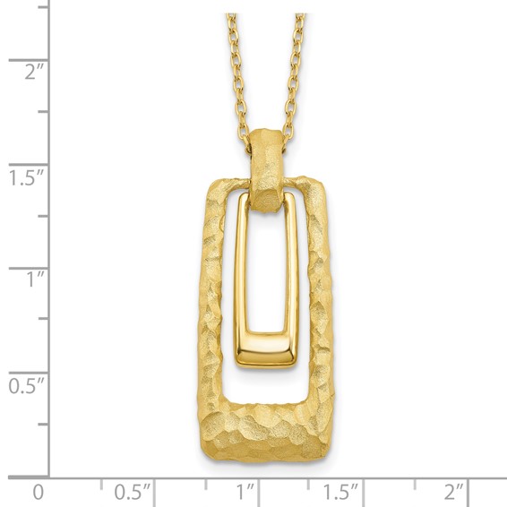 Leslie's 14K Polished and Satin Rectangle Pendant w/.25in ext. Necklace