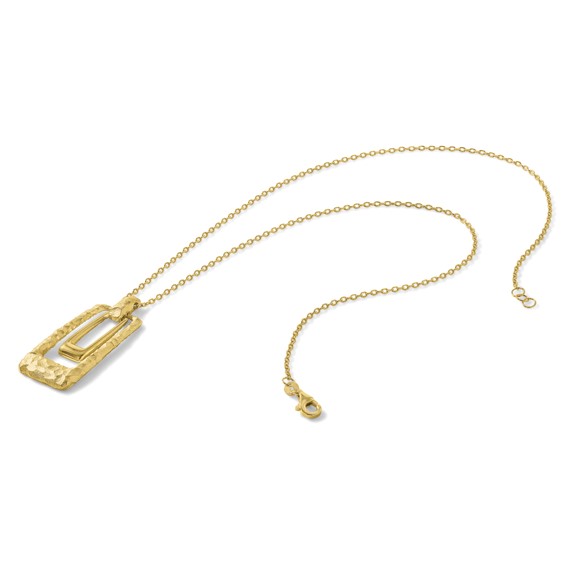 Leslie's 14K Polished and Satin Rectangle Pendant w/.25in ext. Necklace