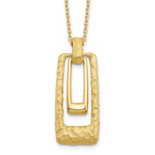 Leslie's 14K Polished and Satin Rectangle Pendant w/.25in ext. Necklace