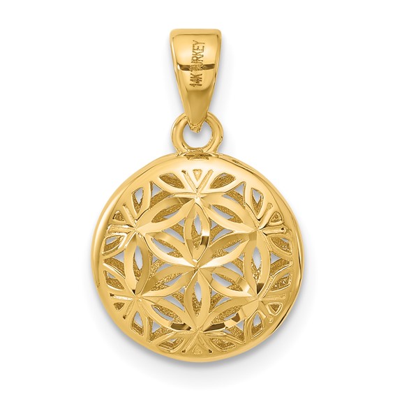 Leslie's 14K w/Rhodium Polished and Diamond-cut Pendant