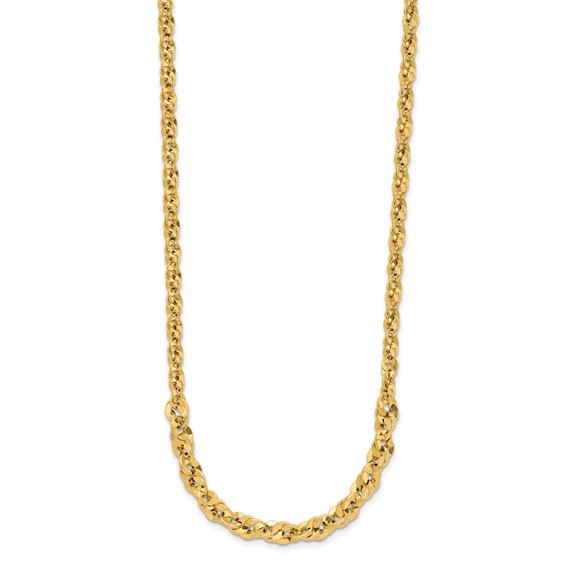 Leslie's 14k Polished and D/C Fancy Link Graduated 18in Necklace
