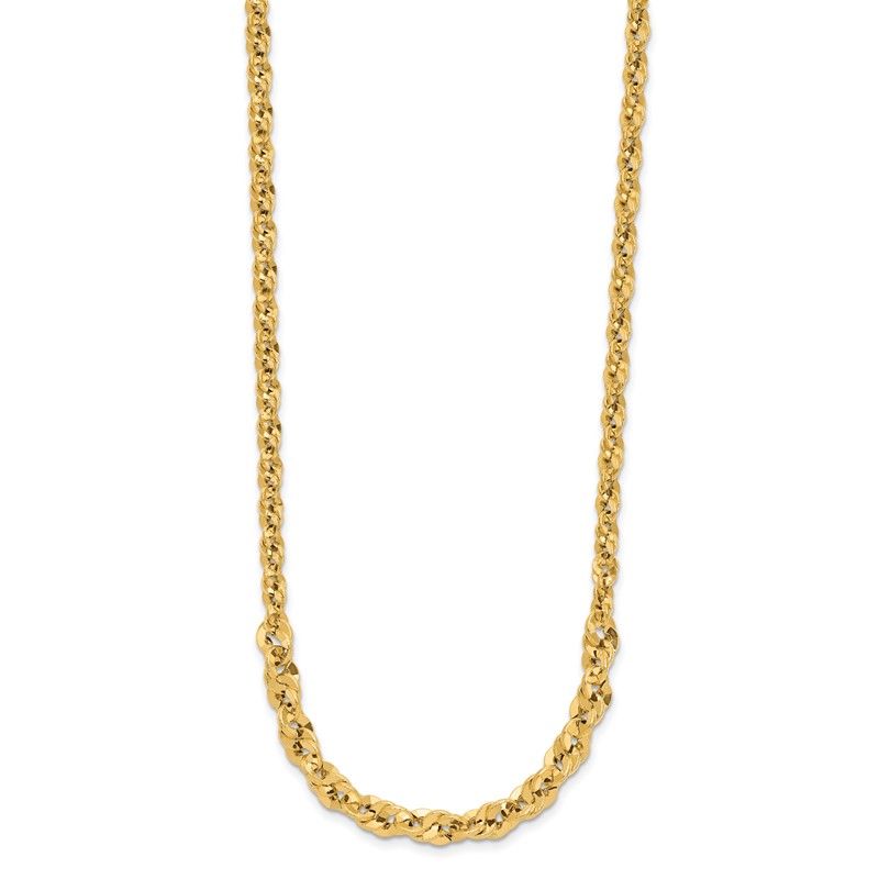 14k Polished and D/C Fancy Link Graduated 18in Necklace