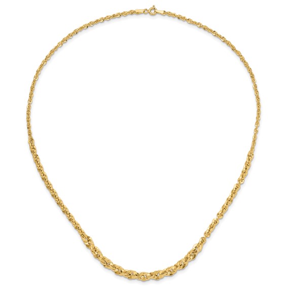 Leslie's 14k Polished and D/C Fancy Link Graduated 18in Necklace