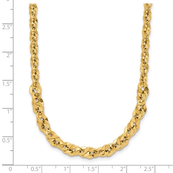 Leslie's 14k Polished and D/C Fancy Link Graduated 18in Necklace