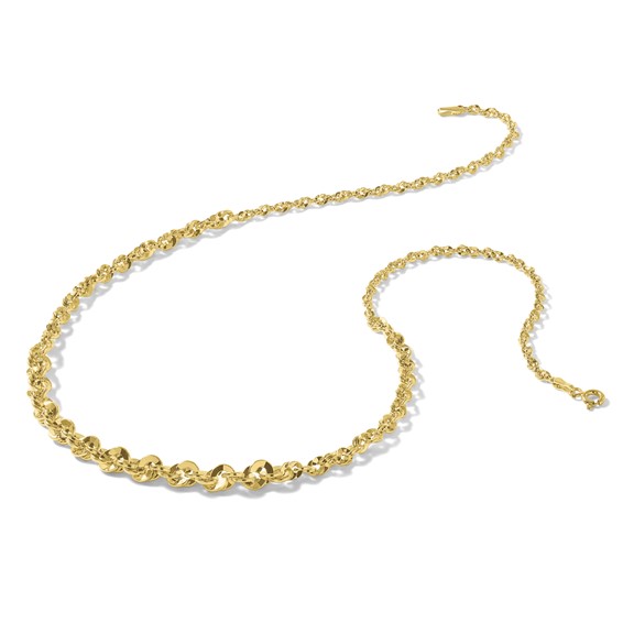 Leslie's 14k Polished and D/C Fancy Link Graduated 18in Necklace