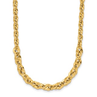 Leslie's 14k Polished and D/C Fancy Link Graduated 18in Necklace