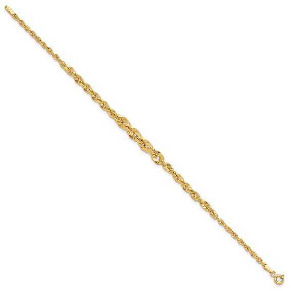 Leslie's 14k Polished and D/C Fancy Link Graduated 7.5in Bracelet