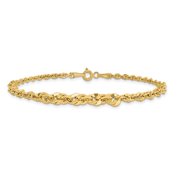 Leslie's 14k Polished and D/C Fancy Link Graduated 7.5in Bracelet