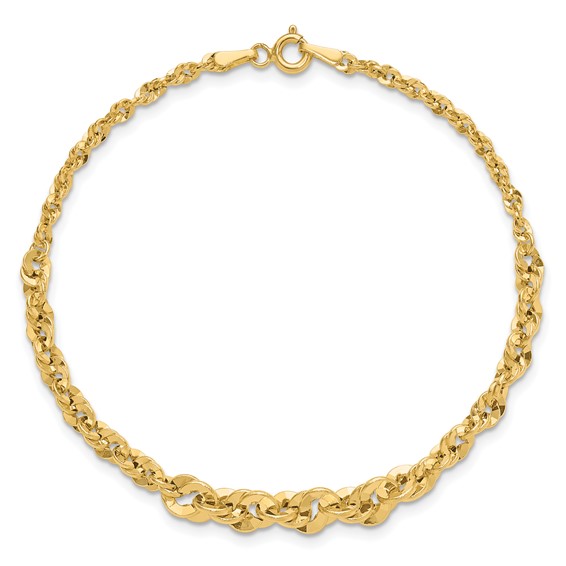 Leslie's 14k Polished and D/C Fancy Link Graduated 7.5in Bracelet