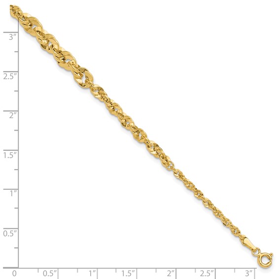 Leslie's 14k Polished and D/C Fancy Link Graduated 7.5in Bracelet