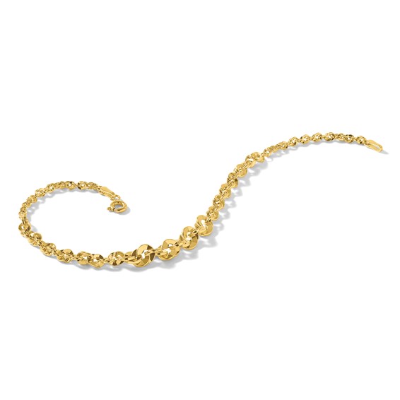 Leslie's 14k Polished and D/C Fancy Link Graduated 7.5in Bracelet